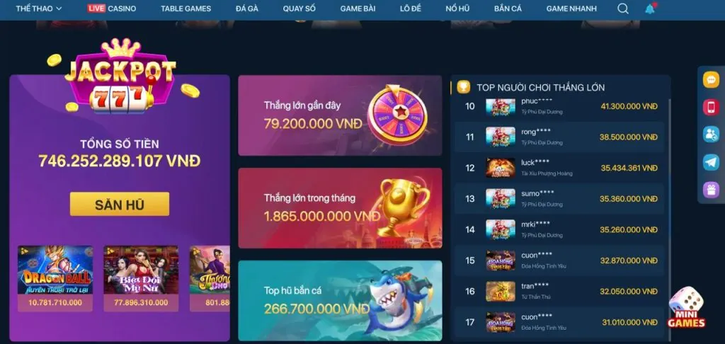 Chọn game slot yêu thích tại ga79